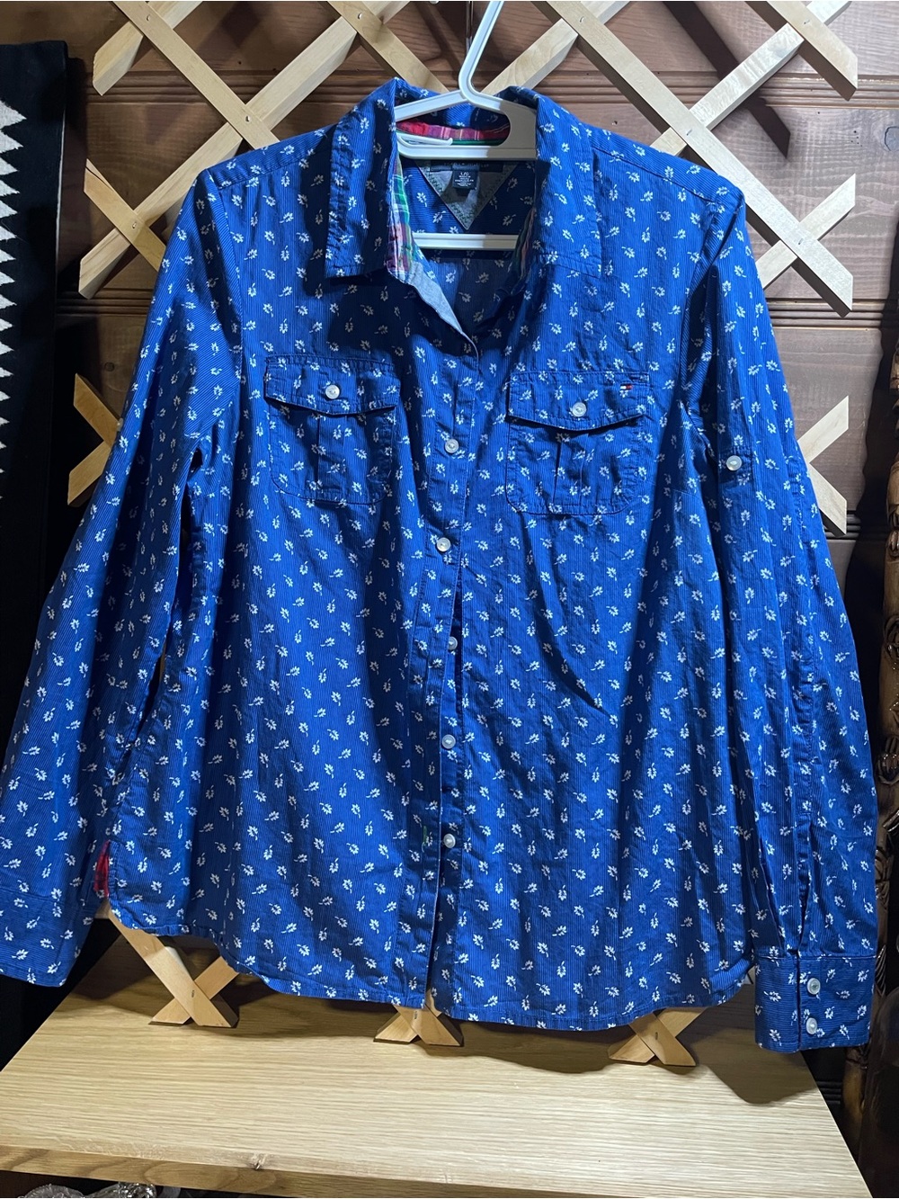 Tommy Hilfiger Women’s Sz L - Royal Blue Button-Down Long Sleeve Shirt